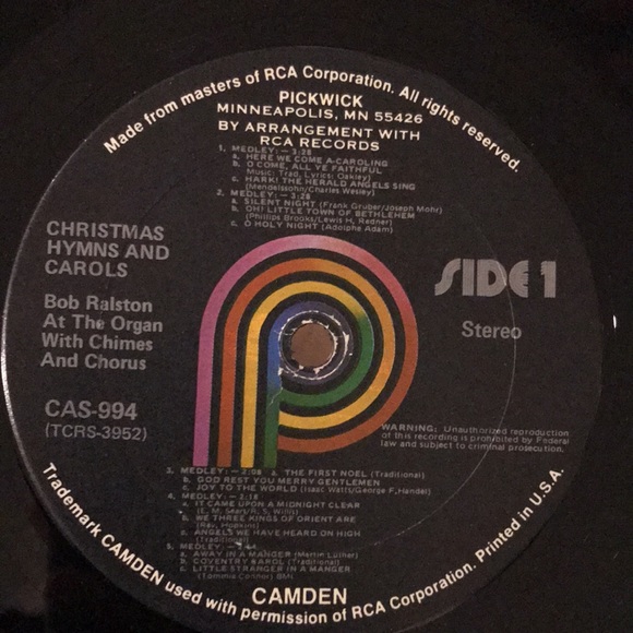 3/$20 Vintage vinyl Christmas Hymns & Carols 1966 Holiday Music - Picture 3 of 5